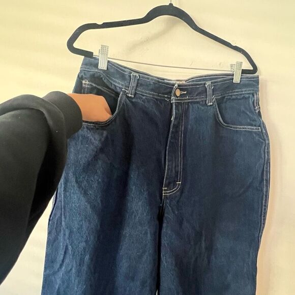 Points West Women's Dark Wash High Rise Relaxed Straight Leg Jeans Size 20 - Picture 3 of 10